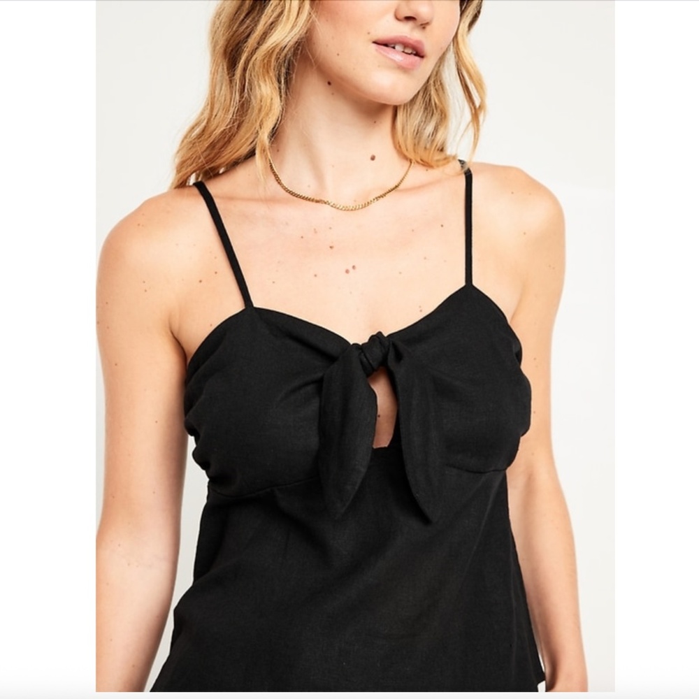 NWT! OLD NAVY | Black Tie Front Linen Top (size medium)